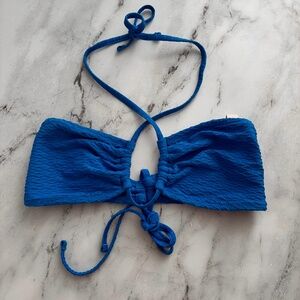 Victorias Secret Nwt Blue Textured Multi Way Swim Bikini Top Large L